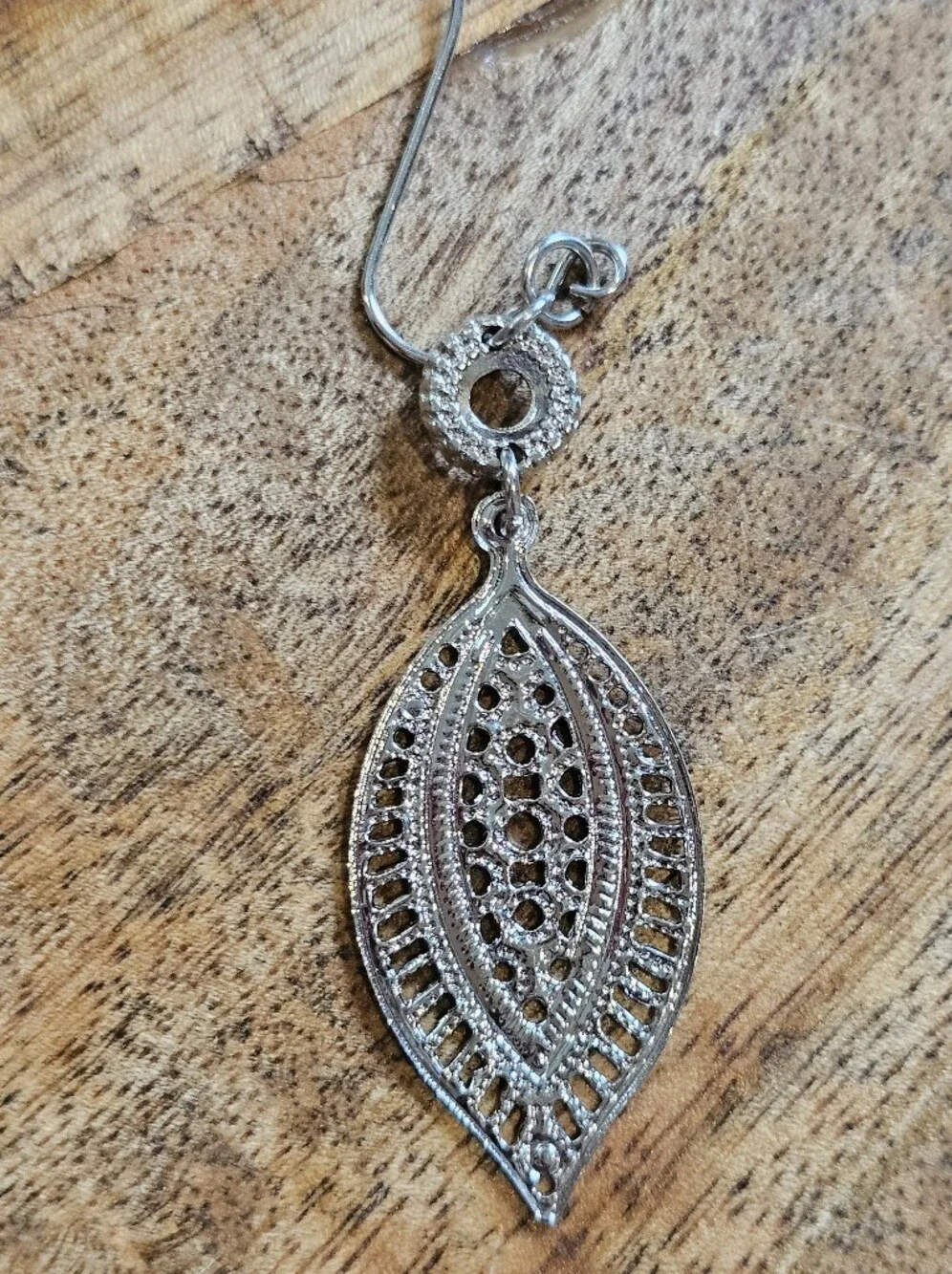 Silvertone Filigree Leaf Drop Earrings